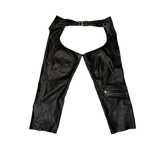 HARLEY DAVIDSON Leather Chaps Men Size 2XL XXL Black Riding Gear - Picture 1 of 12